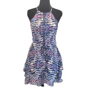 Parker Dress Womens Size S Fit & Flare Skater Mini Silk Lace Front Halter Style